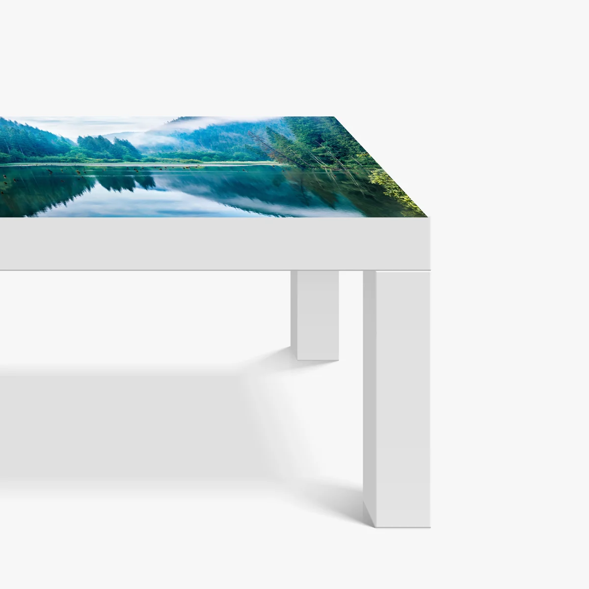 Tischaufkleber und Schreibtischaufkleber nebliger morgen am see Lacu Rosu, Rumänien Tischaufkleber und Schreibtischaufkleber nebliger morgen am see Lacu Rosu, Rumänien