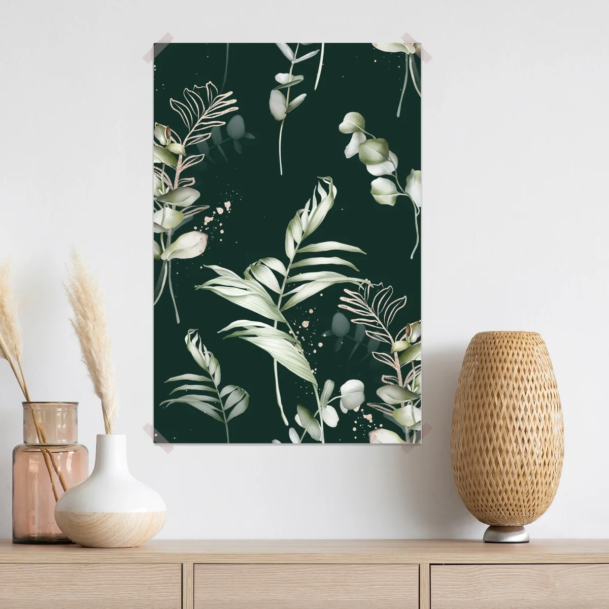 Poster eukalyptus muster mit goldakzenten • Poster bei Wallnifity® Poster eukalyptus muster mit goldakzenten • Poster bei Wallnifity®