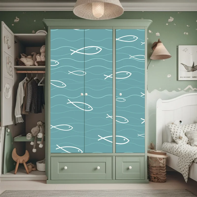 Schrankaufkleber türkis fischmuster Schrankaufkleber türkis fischmuster
