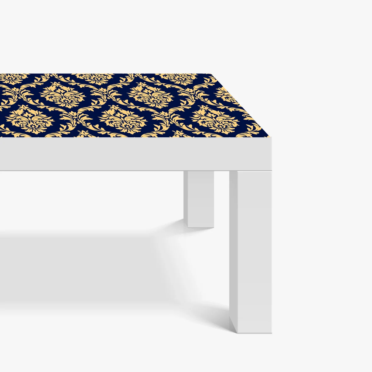 Tischaufkleber und Schreibtischaufkleber elegantes goldenes damastmuster auf tiefblauem hintergrund Tischaufkleber und Schreibtischaufkleber elegantes goldenes damastmuster auf tiefblauem hintergrund