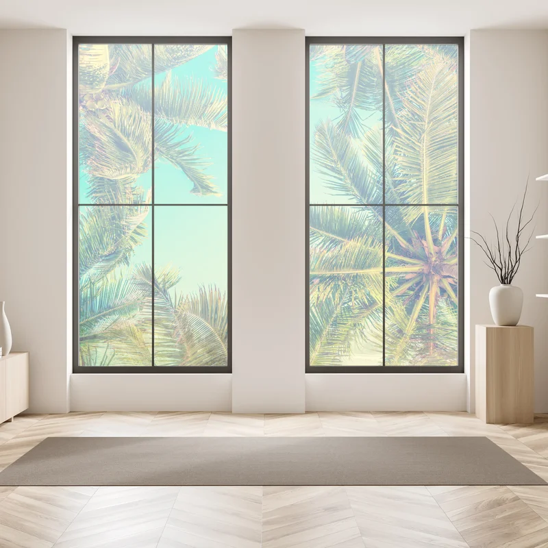 Fensteraufkleber vintage türkis palmenhimmel Fensteraufkleber vintage türkis palmenhimmel