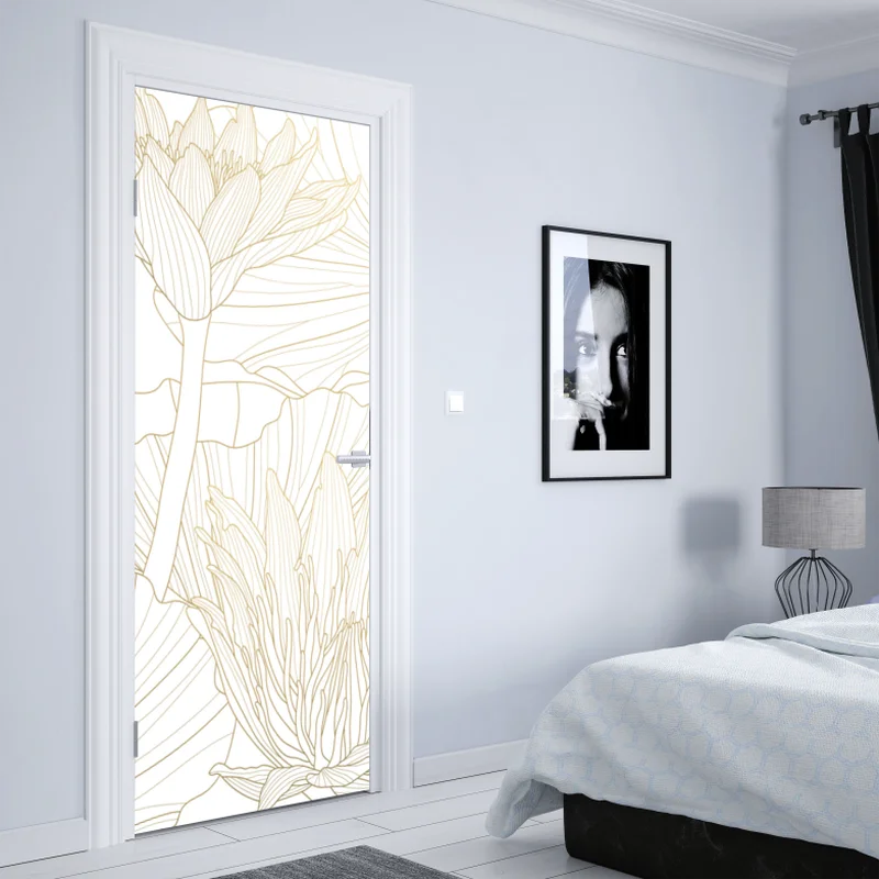 Türaufkleber zarte goldene blütenlinien