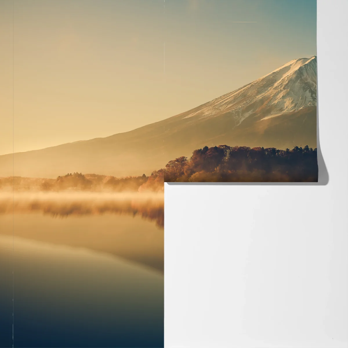 Fototapeta wschód słońca nad Mount Fuji nad jeziorem Kawaguchiko Fototapeta wschód słońca nad Mount Fuji nad jeziorem Kawaguchiko