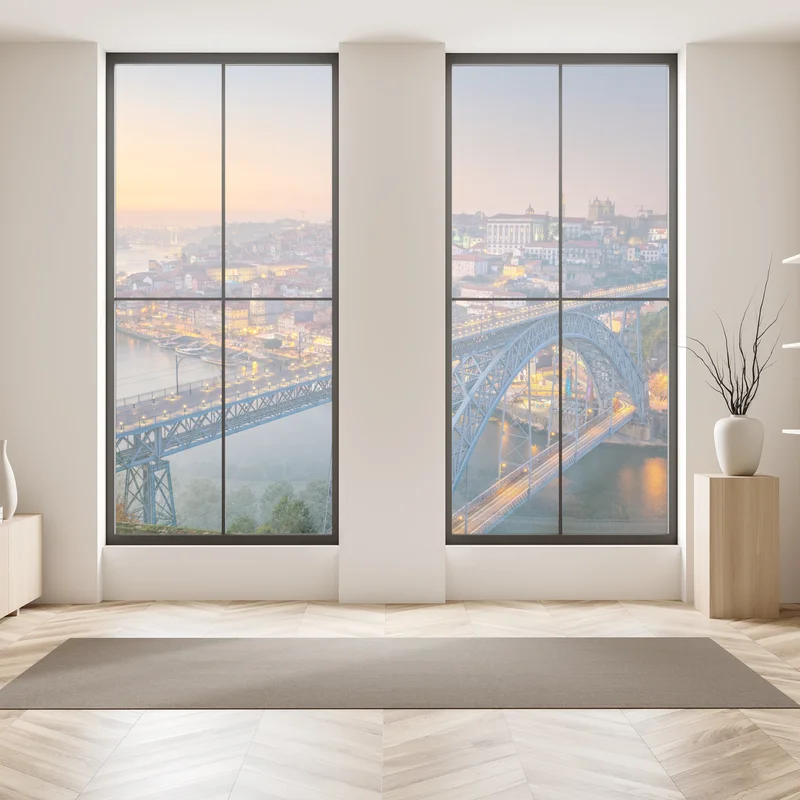 Fensteraufkleber porto skyline bei dämmerung mit Dom Luís I Fensteraufkleber porto skyline bei dämmerung mit Dom Luís I