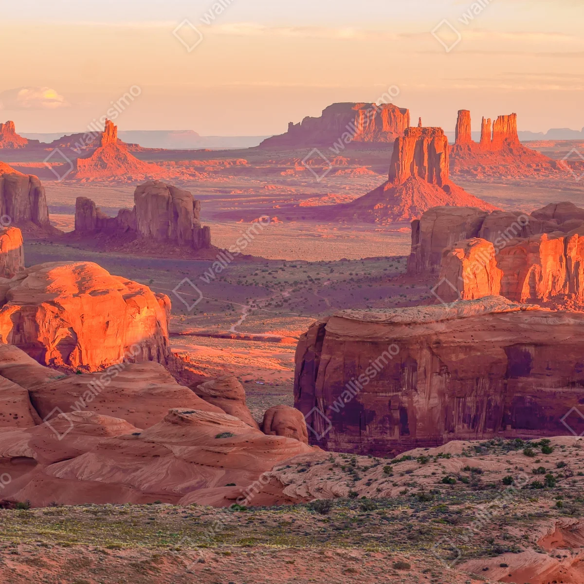 Fensteraufkleber sonnenuntergang über Monument Valley vom Hunts Mesa Fensteraufkleber sonnenuntergang über Monument Valley vom Hunts Mesa
