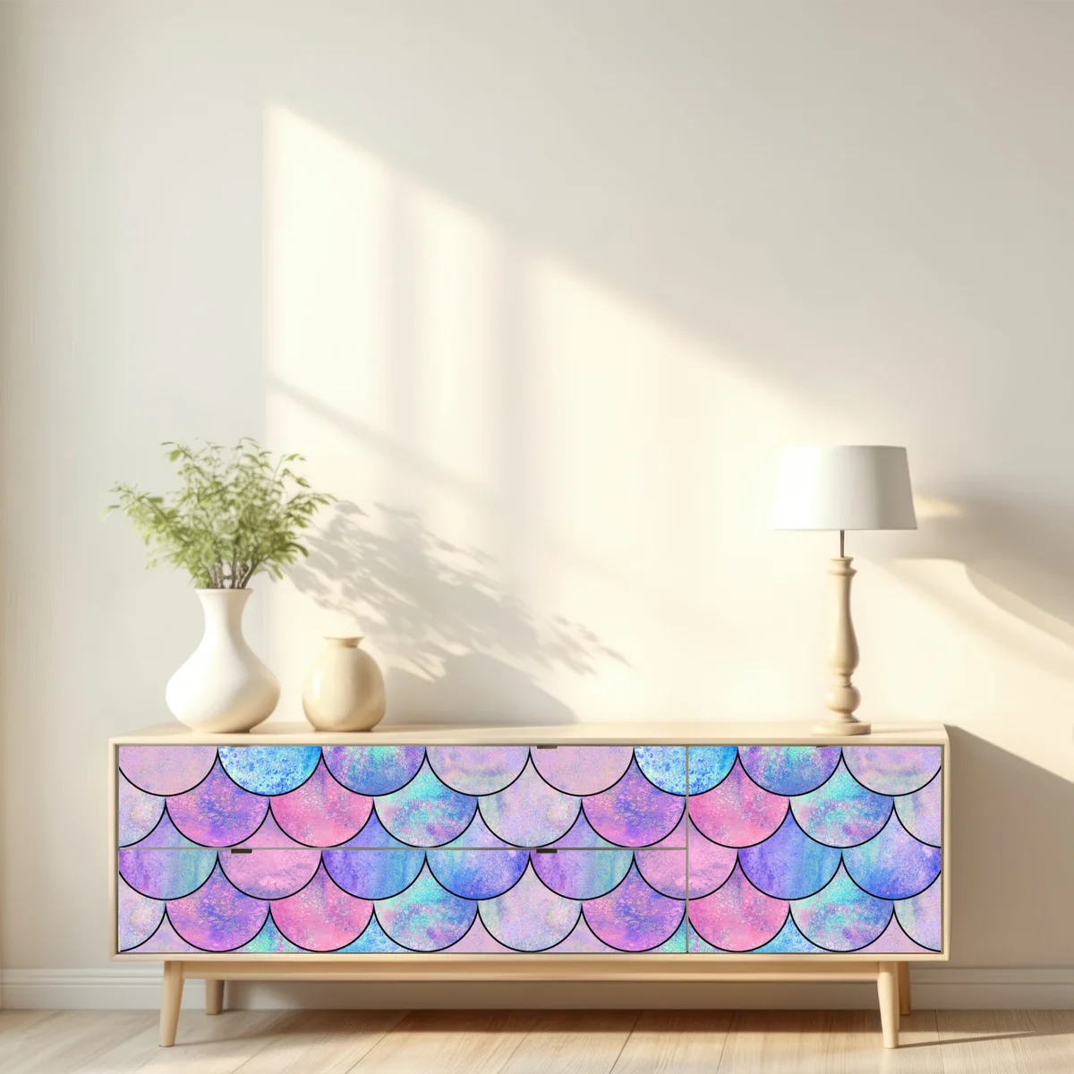 Repositionierbarer Aufkleber pastell meerjungfrauen schuppenmuster Repositionierbarer Aufkleber pastell meerjungfrauen schuppenmuster