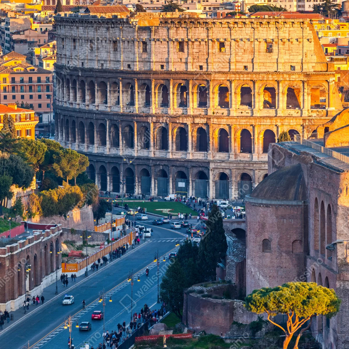 Naklejka na okno złote koloseum o zachodzie słońca, Rzym Naklejka na okno złote koloseum o zachodzie słońca, Rzym