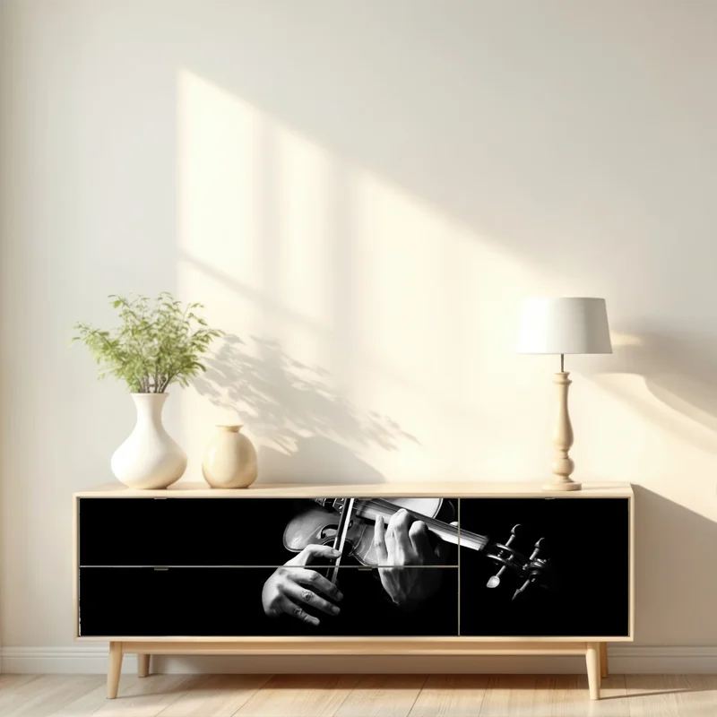 Repositionierbarer Aufkleber geige in monochrom