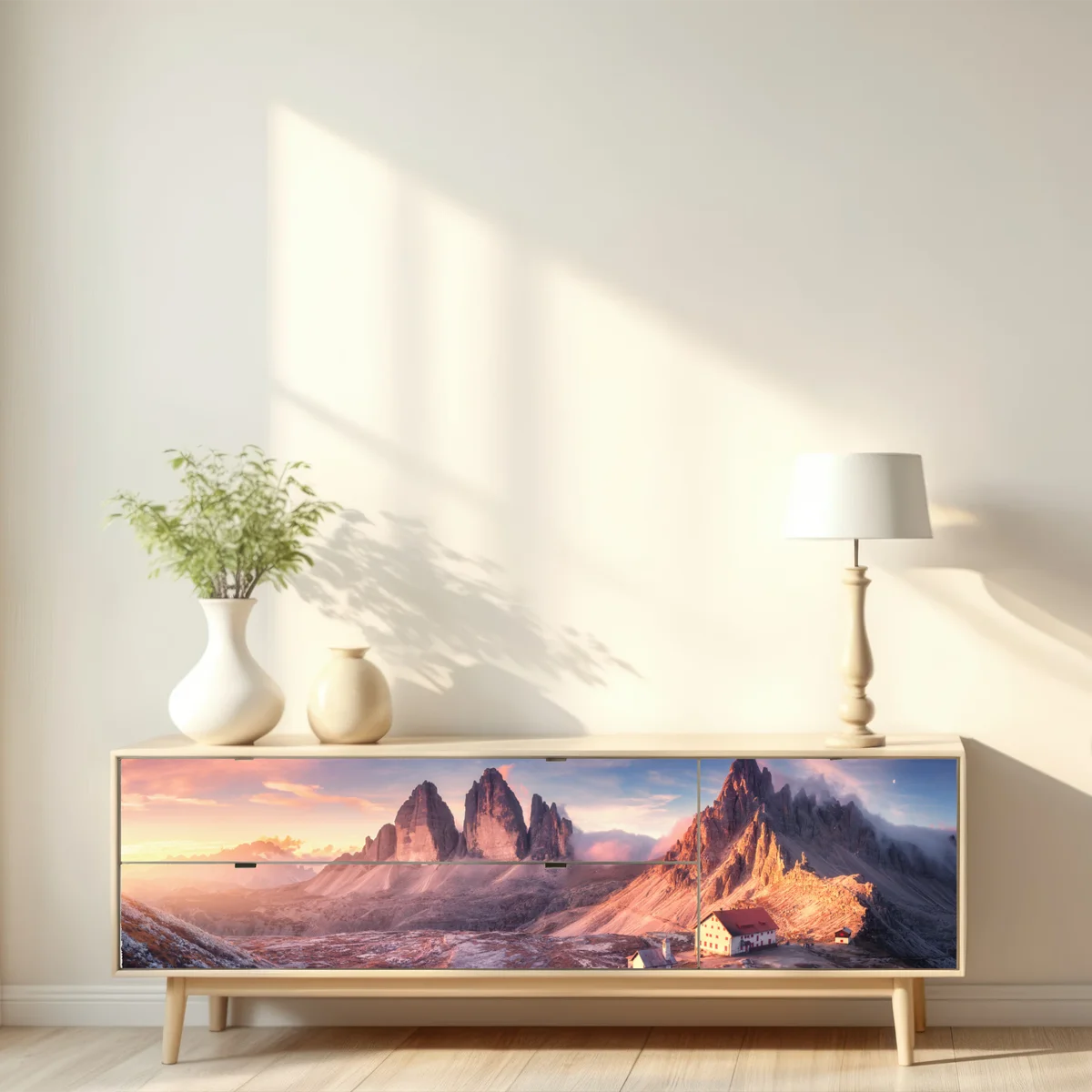 Repositionierbarer Aufkleber sonnenaufgang über den gipfeln der Dolomiten Repositionierbarer Aufkleber sonnenaufgang über den gipfeln der Dolomiten