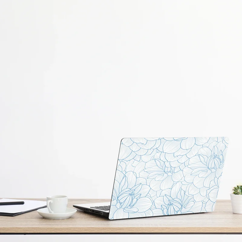 Laptop-Aufkleber zartes blaues blumenmuster