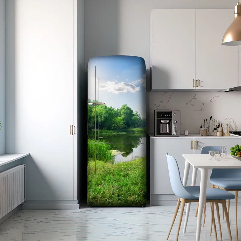 Kühlschrankaufkleber sonnige wiese am fluss
