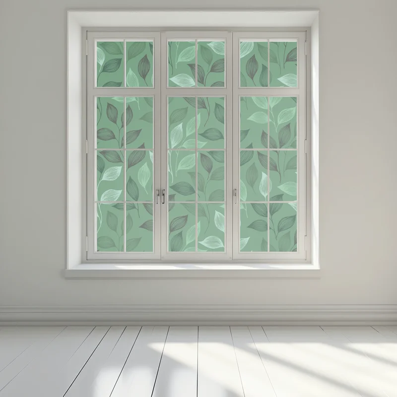 Fensteraufkleber grünes botanisches blättermuster Fensteraufkleber grünes botanisches blättermuster