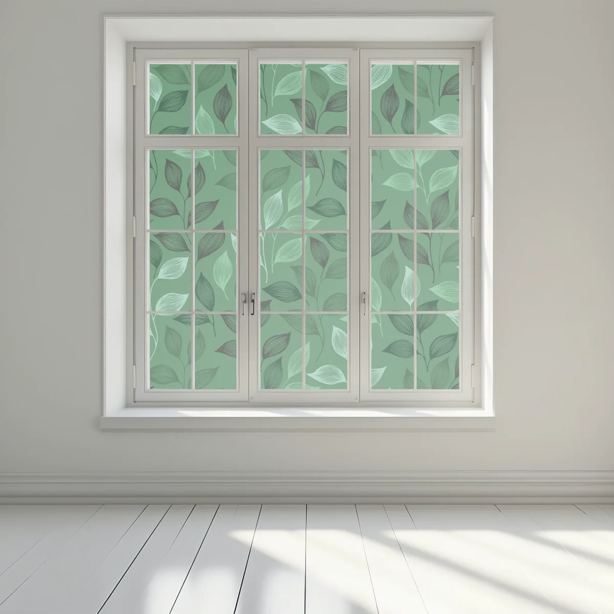 Fensteraufkleber grünes botanisches blättermuster Fensteraufkleber grünes botanisches blättermuster