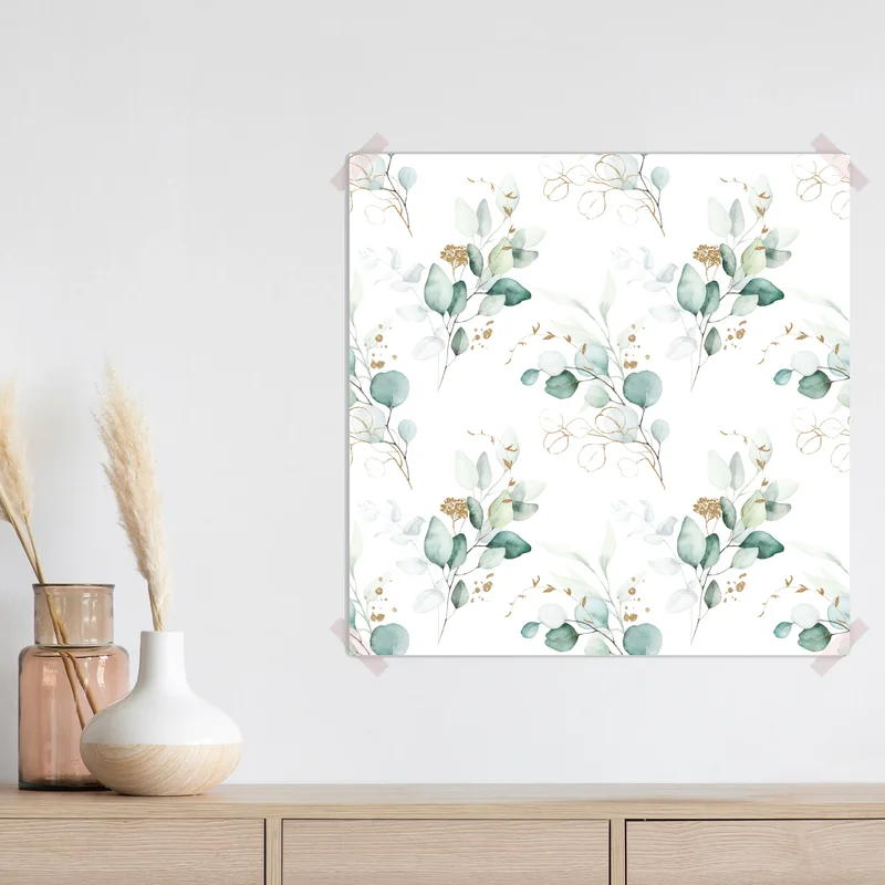 Poster eukalyptus aquarell muster in grüntönen Poster eukalyptus aquarell muster in grüntönen