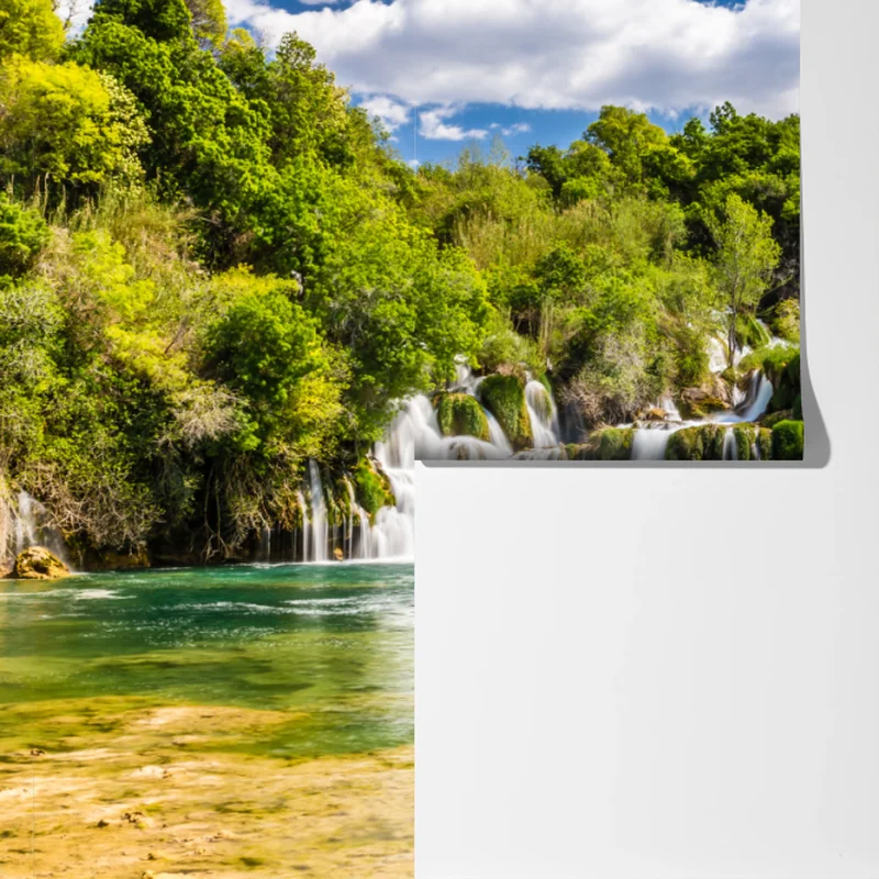 Fototapete ruhiger wasserfall Skradinski Buk im Krka Nationalpark Fototapete ruhiger wasserfall Skradinski Buk im Krka Nationalpark