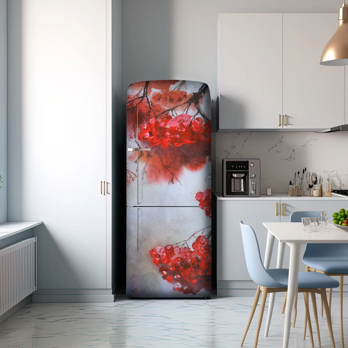 Kühlschrankaufkleber aquarell rote beeren an zweigen Kühlschrankaufkleber aquarell rote beeren an zweigen