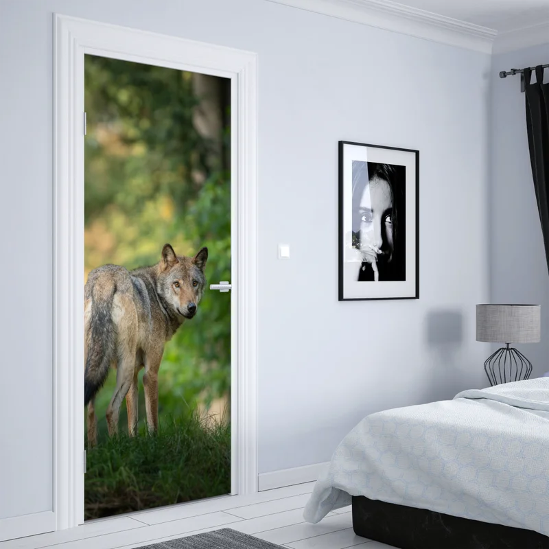 Türaufkleber wolf auf der lichtung im wald Türaufkleber wolf auf der lichtung im wald