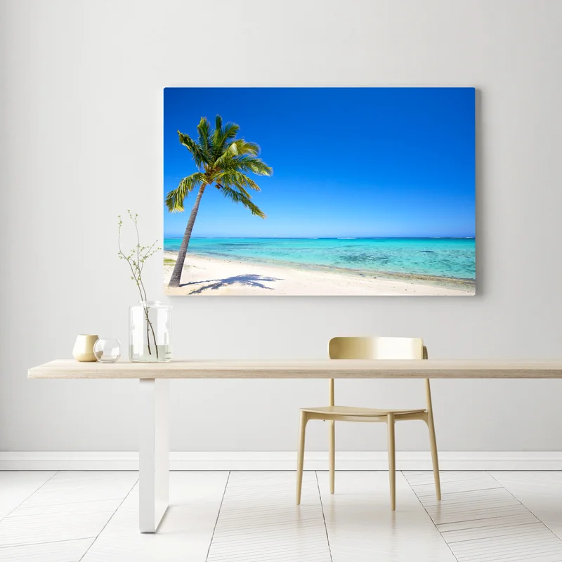 Leinwandbild tropischer traumstrand mit palme Leinwandbild tropischer traumstrand mit palme