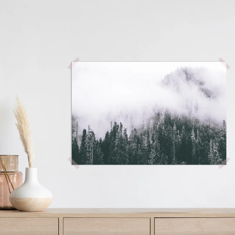 Poster nebliger immergrüner wald Poster nebliger immergrüner wald