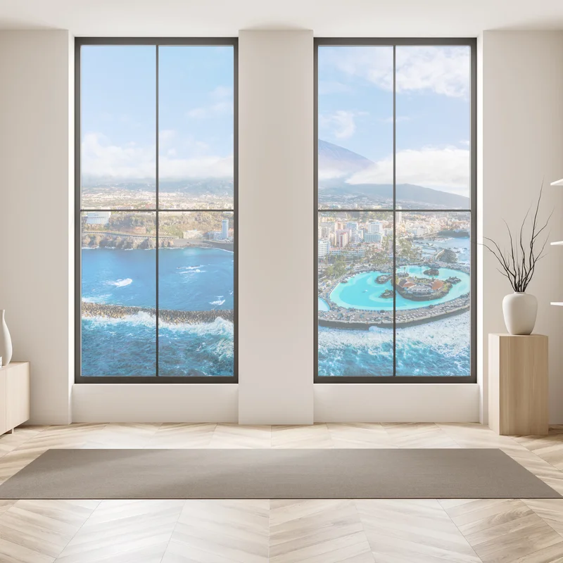 Fensteraufkleber luftpanorama der küste von Teneriffa mit dem Mount Teide