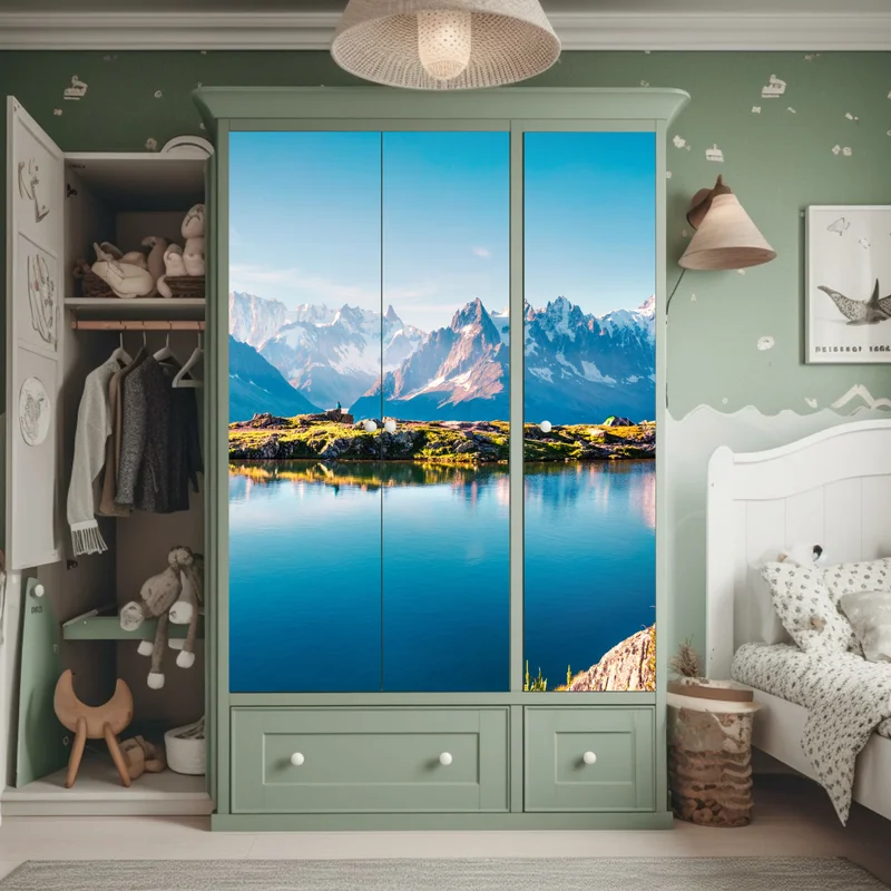 Schrankaufkleber Lac Blanc mit Blick auf Mont Blanc