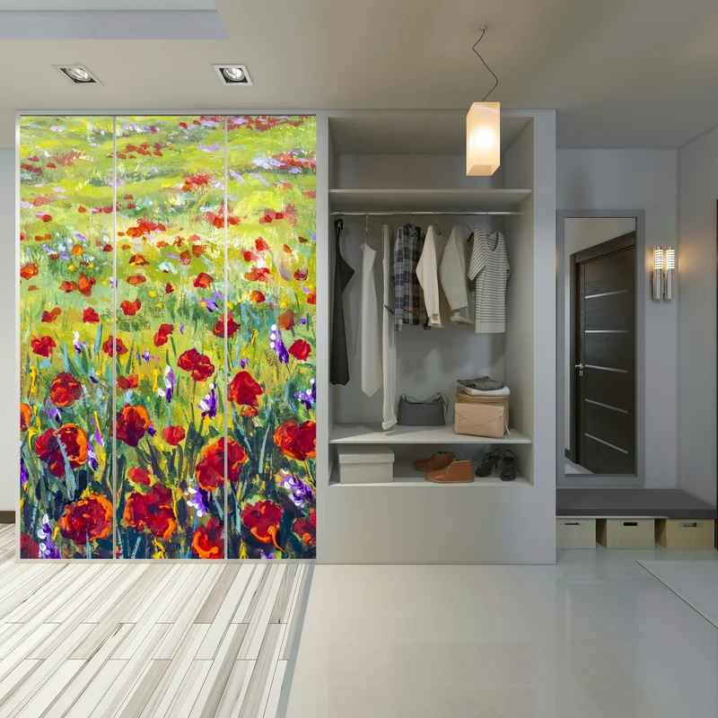 Schrankaufkleber impressionistische mohnwiese