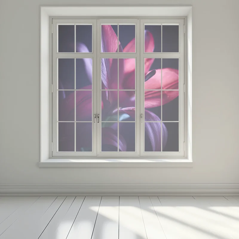 Naklejka na okno czerwona lilia w półmroku