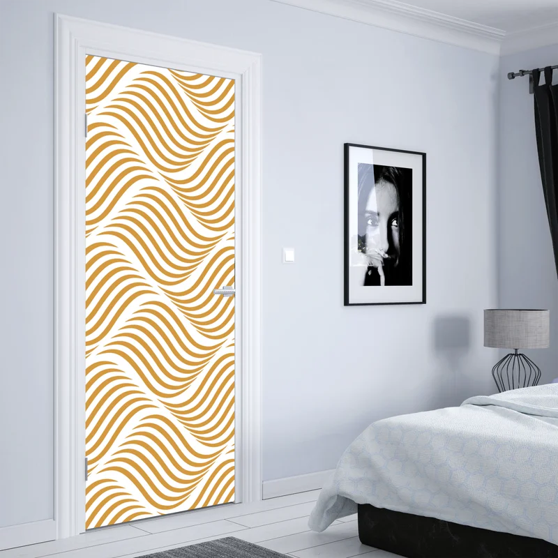 Türaufkleber goldenes wellenmuster wanddeko