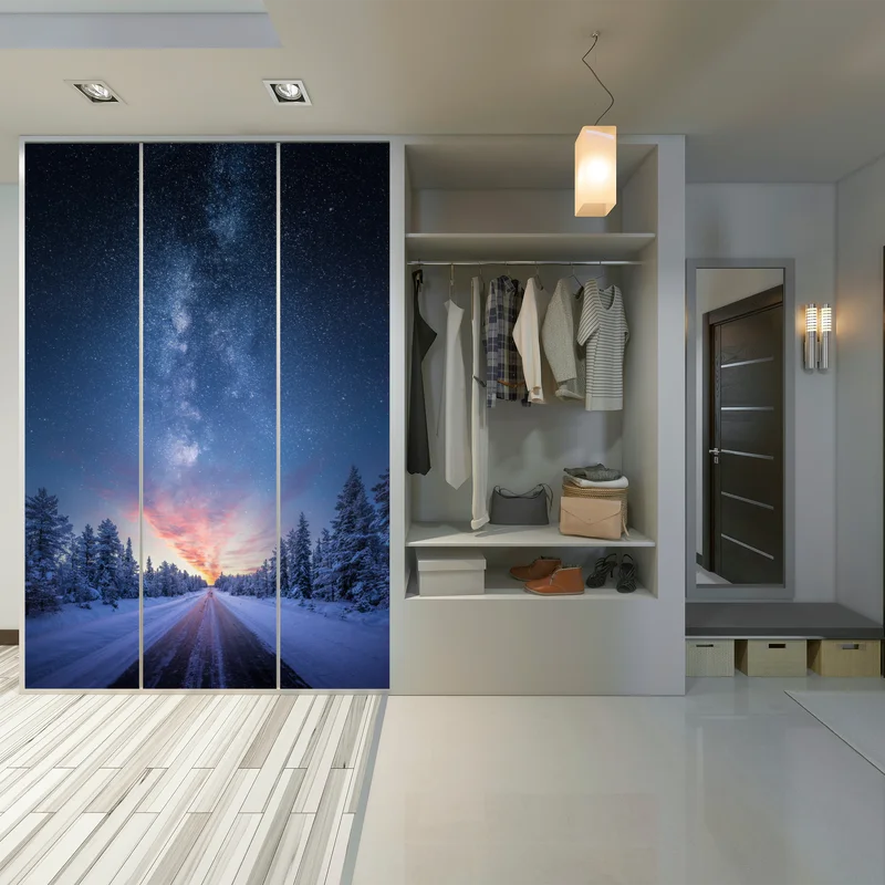 Schrankaufkleber straße zur milchstraße bei sonnenaufgang