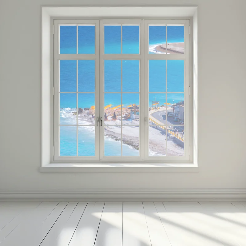 Fensteraufkleber Rhodos strand mit bunten sonnenschirmen Fensteraufkleber Rhodos strand mit bunten sonnenschirmen