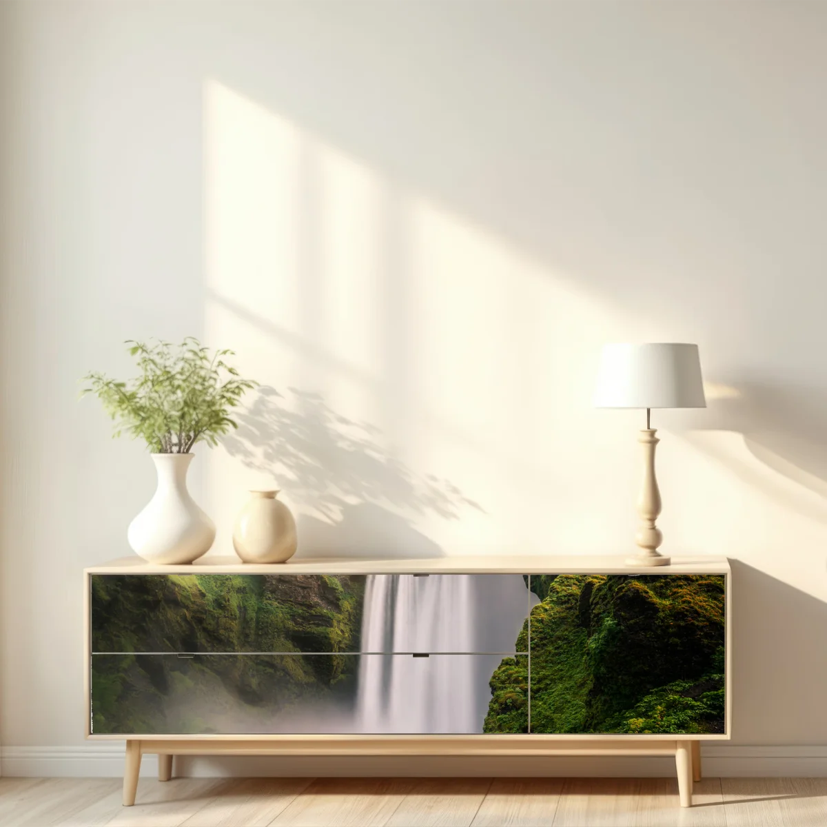 Repositionierbarer Aufkleber majestätischer wasserfall Skogafoss Repositionierbarer Aufkleber majestätischer wasserfall Skogafoss