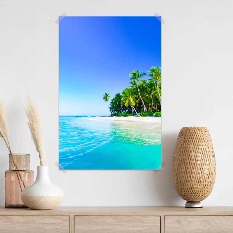 Poster Saona tropischer strand mit kokospalmen • Poster bei Wallnifity® Poster Saona tropischer strand mit kokospalmen • Poster bei Wallnifity®