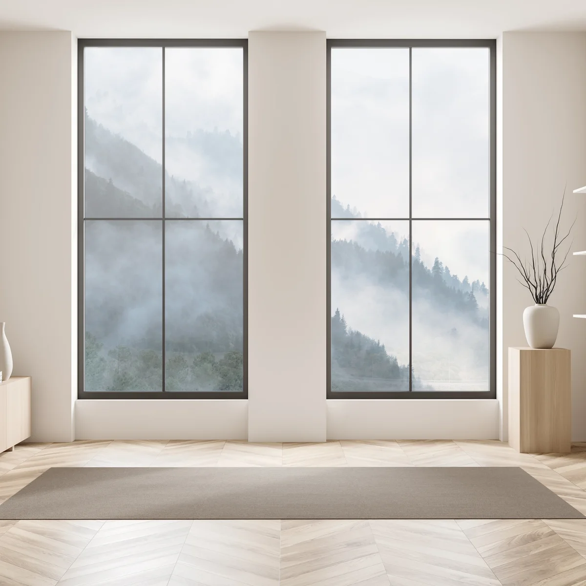 Fensteraufkleber nebelverhangene bergkämme Fensteraufkleber nebelverhangene bergkämme