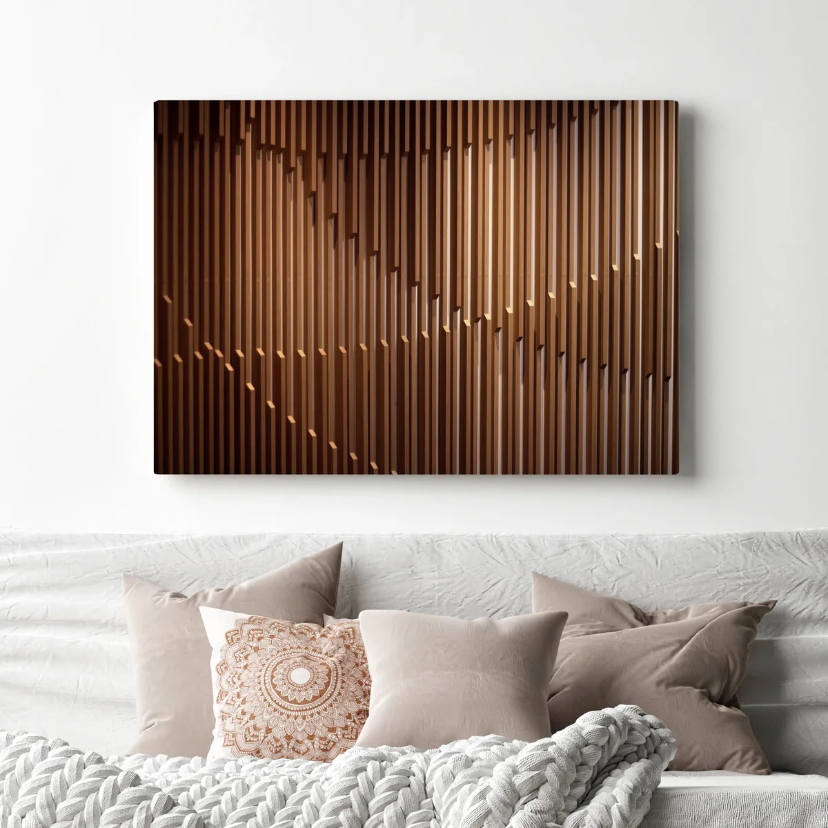 Leinwandbild warmes muster aus holzlamellen für die wand Leinwandbild warmes muster aus holzlamellen für die wand