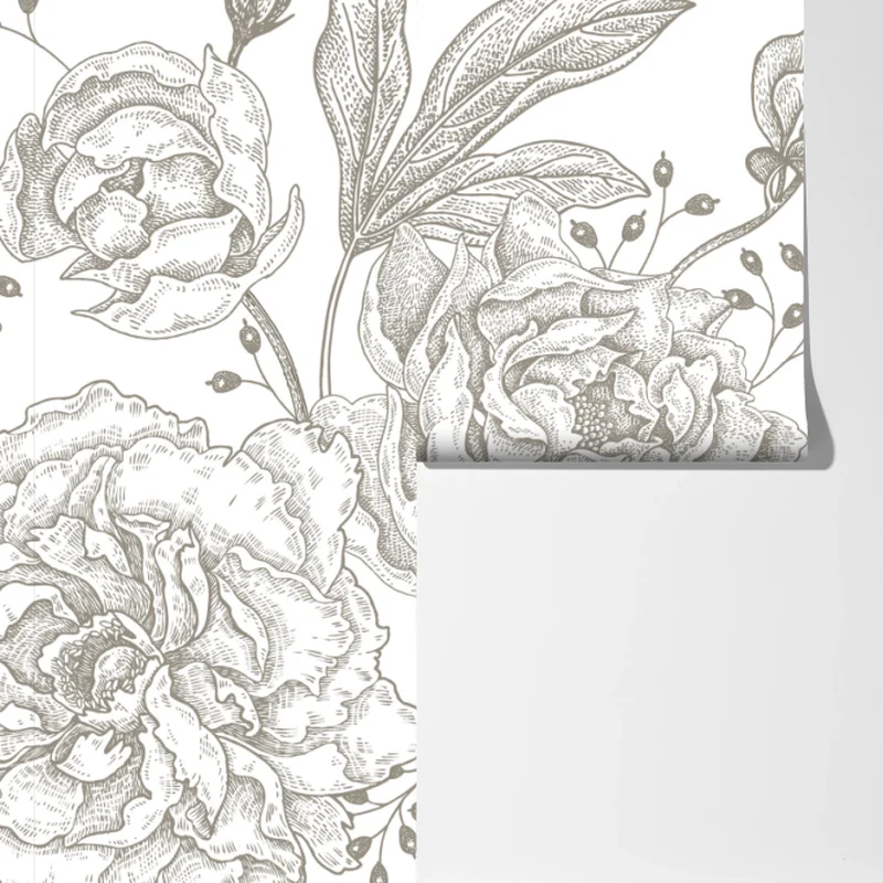 Fototapete zartes botanisches blumenmuster im vintage-stil Fototapete zartes botanisches blumenmuster im vintage-stil