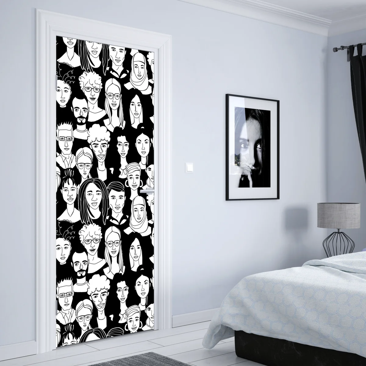 Türaufkleber muster mit vielfältigen gesichtern Türaufkleber muster mit vielfältigen gesichtern