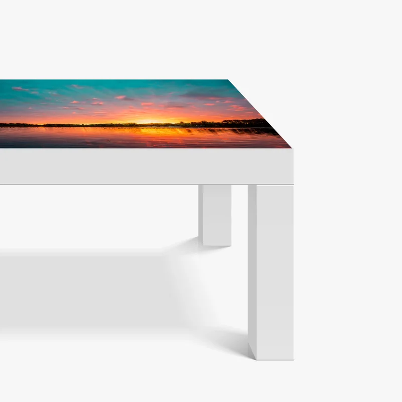 Tischaufkleber und Schreibtischaufkleber türkisfarbener sonnenuntergang über ruhigem see Tischaufkleber und Schreibtischaufkleber türkisfarbener sonnenuntergang über ruhigem see