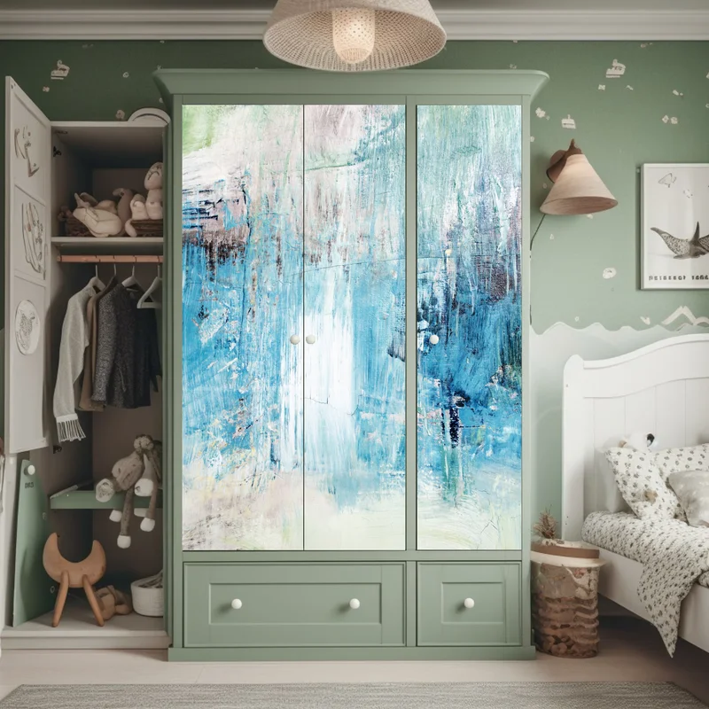 Schrankaufkleber türkis abstrakte ölstruktur Schrankaufkleber türkis abstrakte ölstruktur