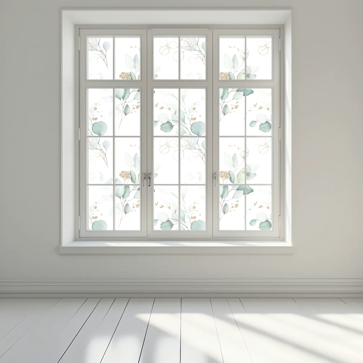 Fensteraufkleber eukalyptus aquarell muster in grüntönen Fensteraufkleber eukalyptus aquarell muster in grüntönen