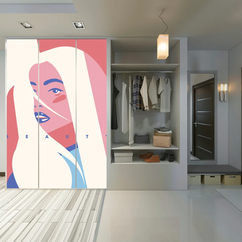 Schrankaufkleber pastell pop-art porträt der schönheit