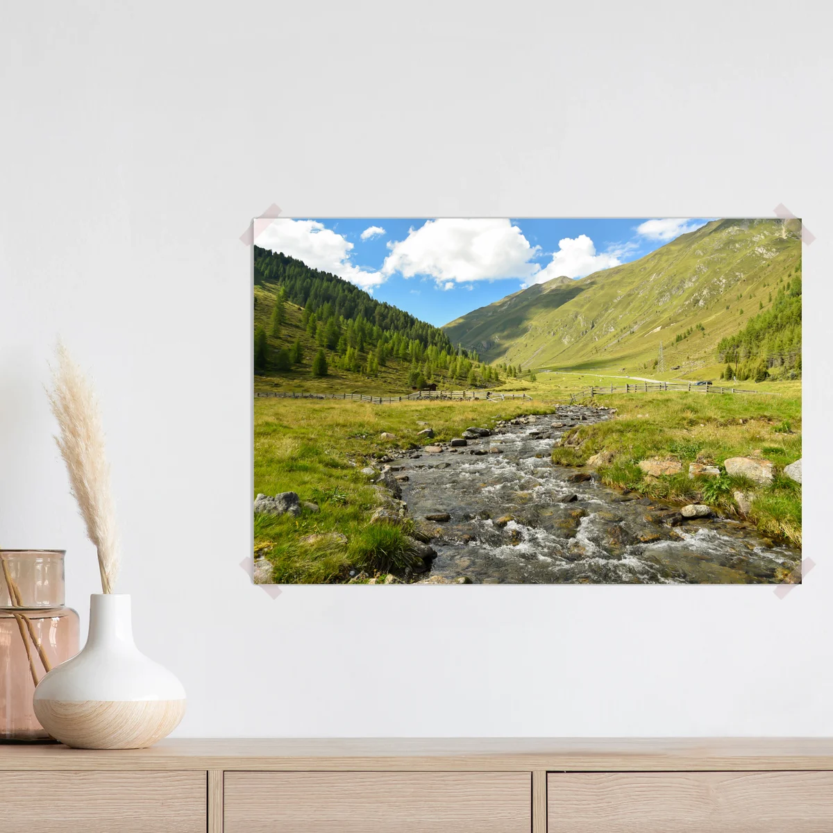 Poster alpenbach im sonnigen tal Poster alpenbach im sonnigen tal