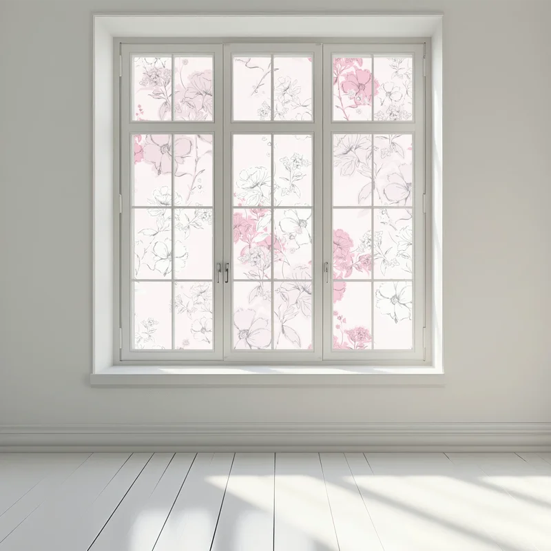 Fensteraufkleber zartes rosa blumenmuster