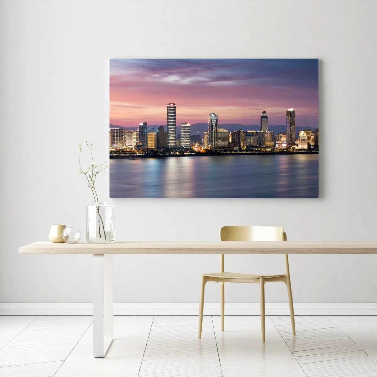 Leinwandbild ruhige stadtskyline bei dämmerung Leinwandbild ruhige stadtskyline bei dämmerung