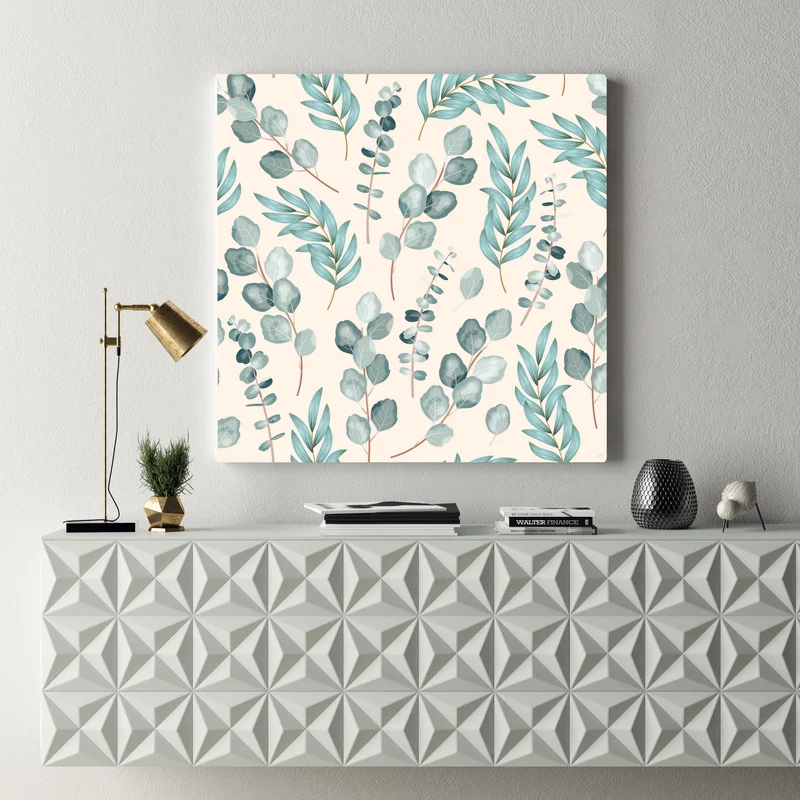 Leinwandbild pastell eukalyptus blattmuster Leinwandbild pastell eukalyptus blattmuster
