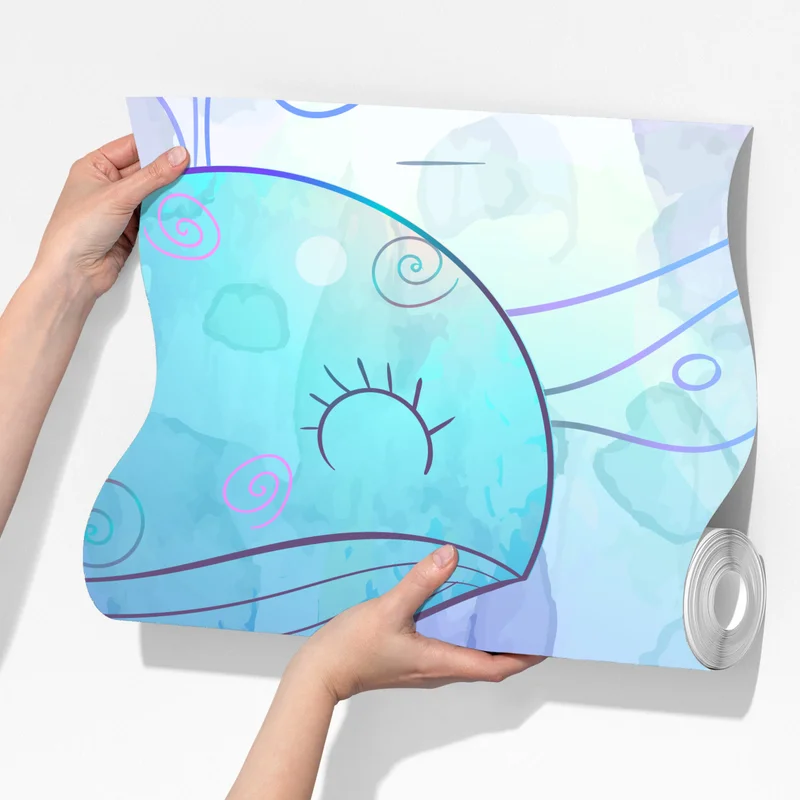 Fototapeta akwarelowy wzór z wielorybami do pokoju dziecięcego Fototapeta akwarelowy wzór z wielorybami do pokoju dziecięcego