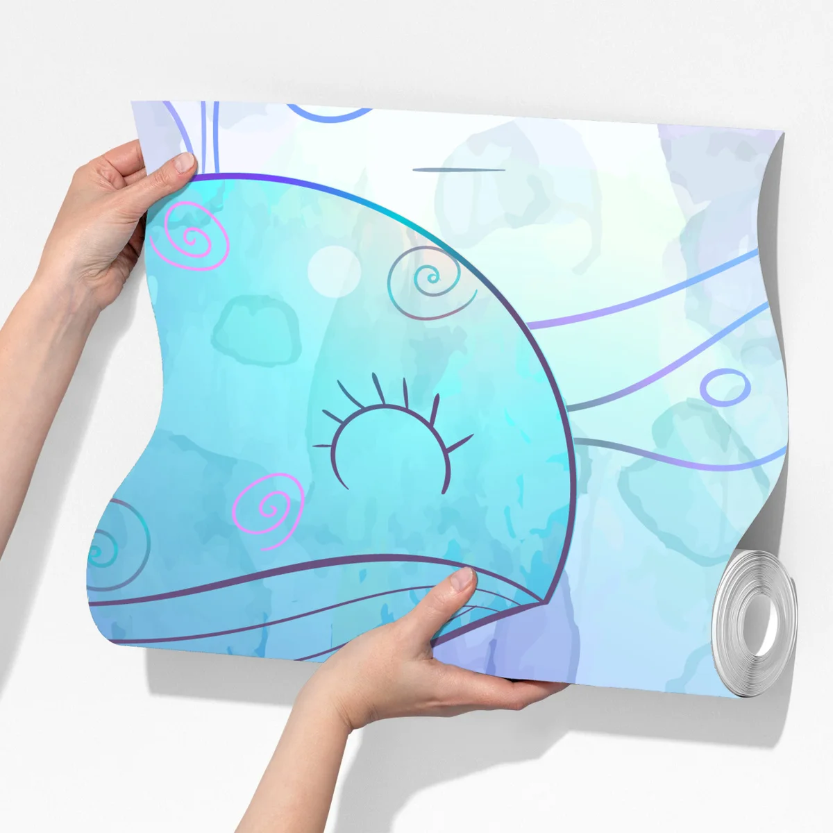 Fototapeta akwarelowy wzór z wielorybami do pokoju dziecięcego Fototapeta akwarelowy wzór z wielorybami do pokoju dziecięcego