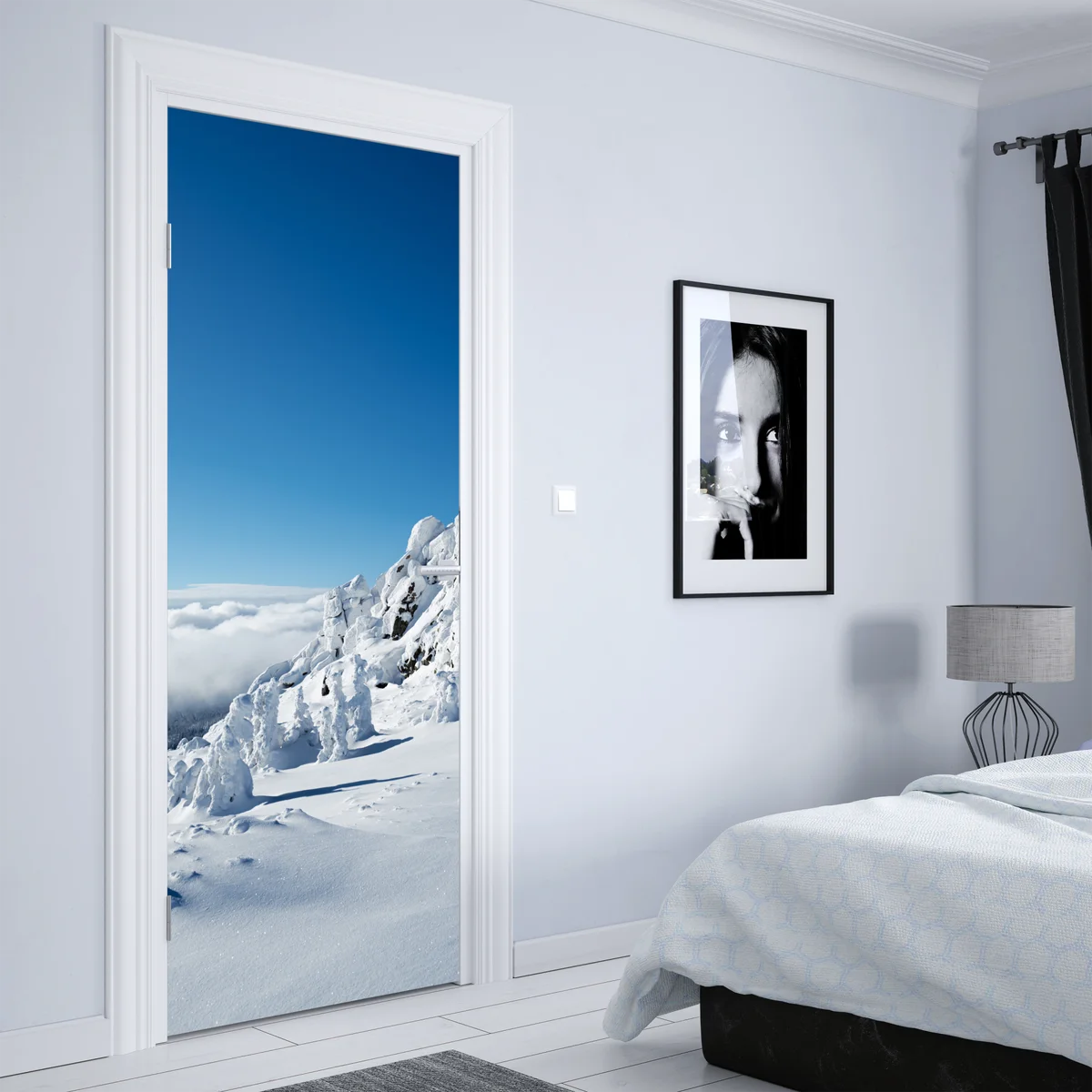 Türaufkleber ruhige verschneite berglandschaft Türaufkleber ruhige verschneite berglandschaft