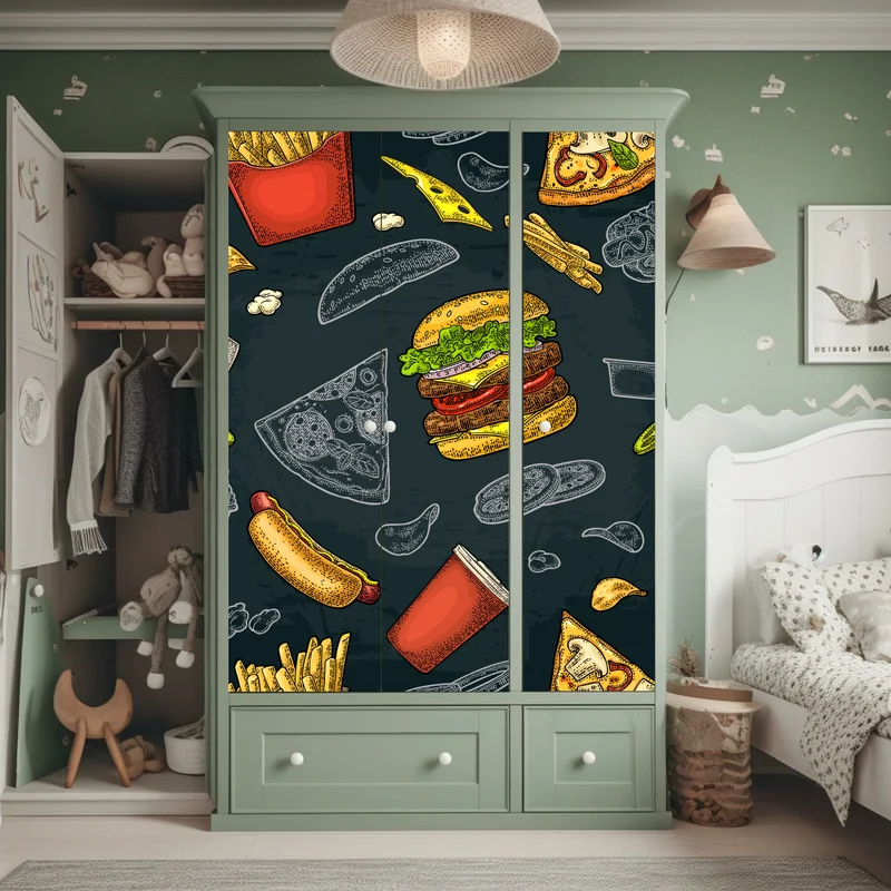 Schrankaufkleber vintage fast-food muster Schrankaufkleber vintage fast-food muster