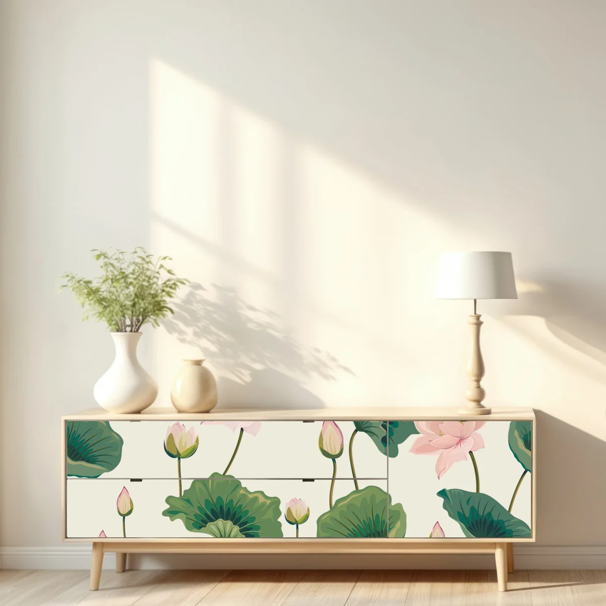 Repositionierbarer Aufkleber ruhiges botanisches lotosmuster Repositionierbarer Aufkleber ruhiges botanisches lotosmuster