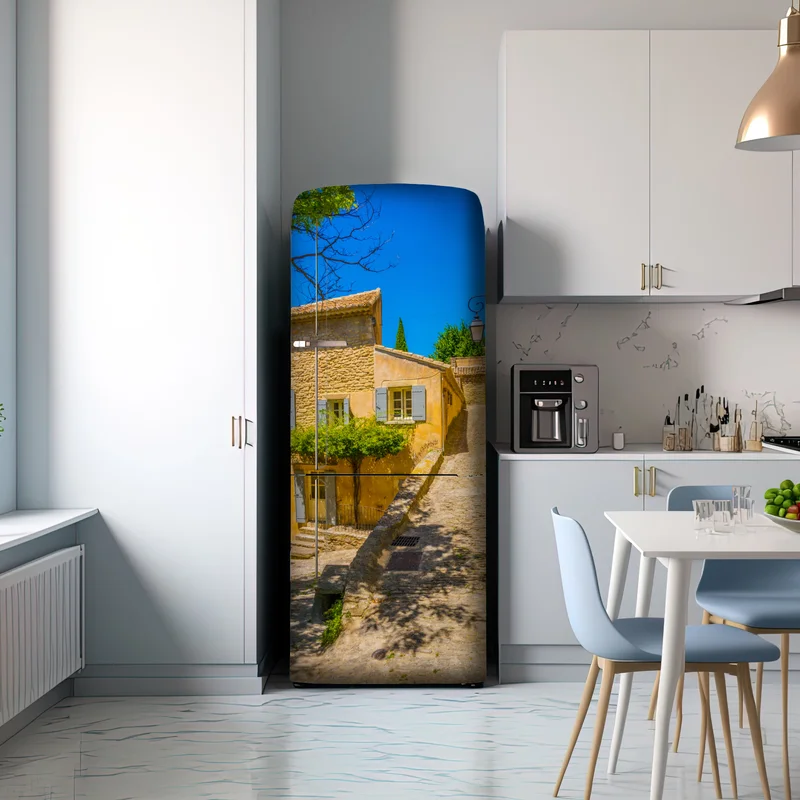 Kühlschrankaufkleber sonnige kopfsteinpflastergasse